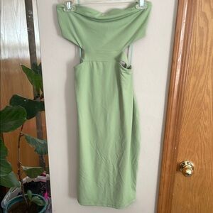 Susana Monaco Green strapless cutout mini dress